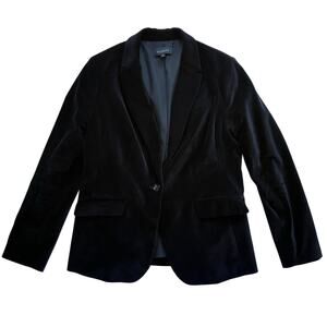 Talbots Black Velvet One-Button Blazer Size 10 Cotton Classic